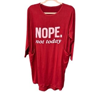 Graphic tops women’s size small sleep shirt pockets Nope Not Today red pink new